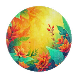 Tabla De Cortar Belleza floral vibrante abstracta