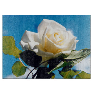 Tabla De Cortar Belleza rosa blanca