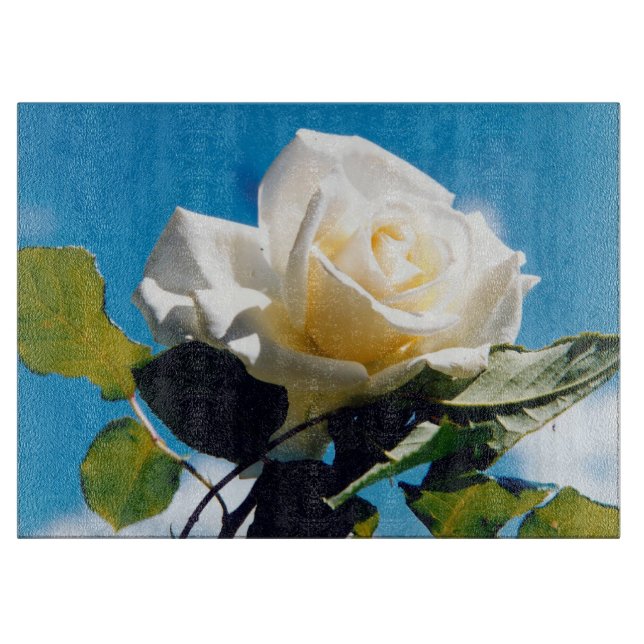 Tabla De Cortar Belleza rosa blanca (Anverso)
