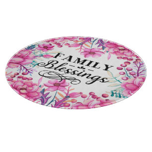 Tabla De Cortar Bendiciones florales/ familiares hermosas