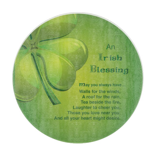 Tabla De Cortar Bendiciones irlandesas Green Shamrock, Celtic (Anverso)