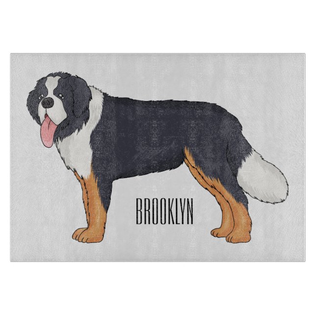 Tabla De Cortar Bernese mountain dog cartoon illustration (Anverso)