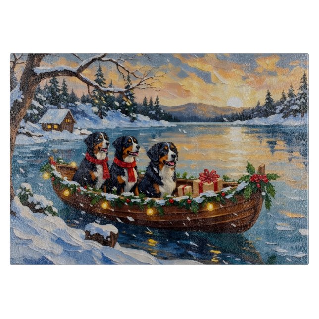 Tabla De Cortar Bernese Mountain Dog Christmas Boat Holiday (Anverso)