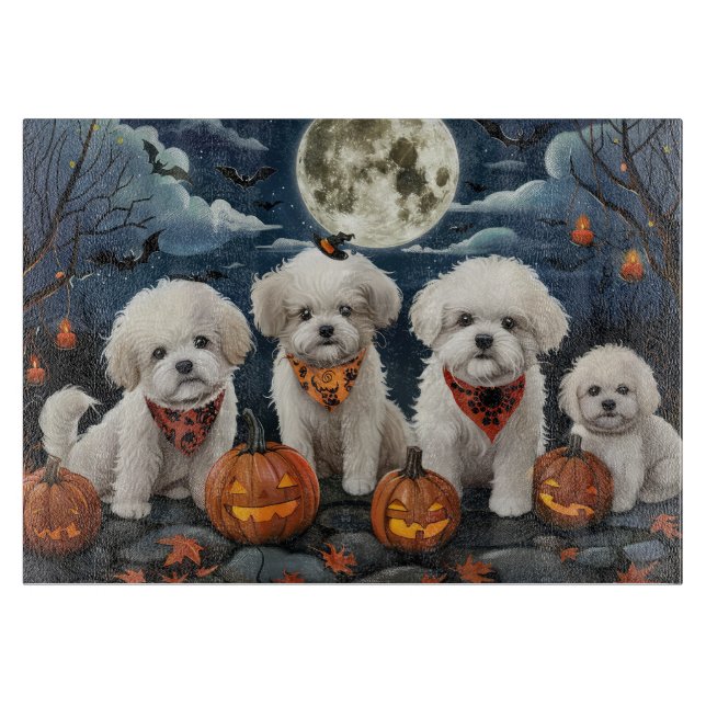 Tabla De Cortar Bichon Frise Halloween Espeluznante (Anverso)