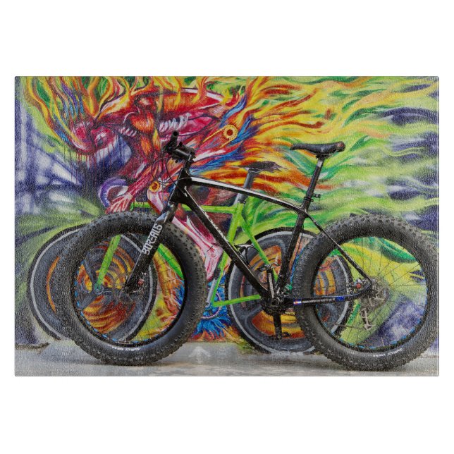 Tabla De Cortar Bicicleta de grasas y llamas (Anverso)