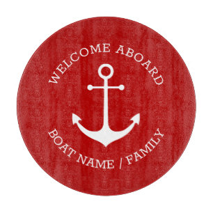 Tabla De Cortar Bienvenida personalizado Aboard ancla náutica cere