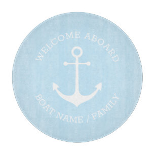 Tabla De Cortar Bienvenida personalizado Aboard anclaje náutico az