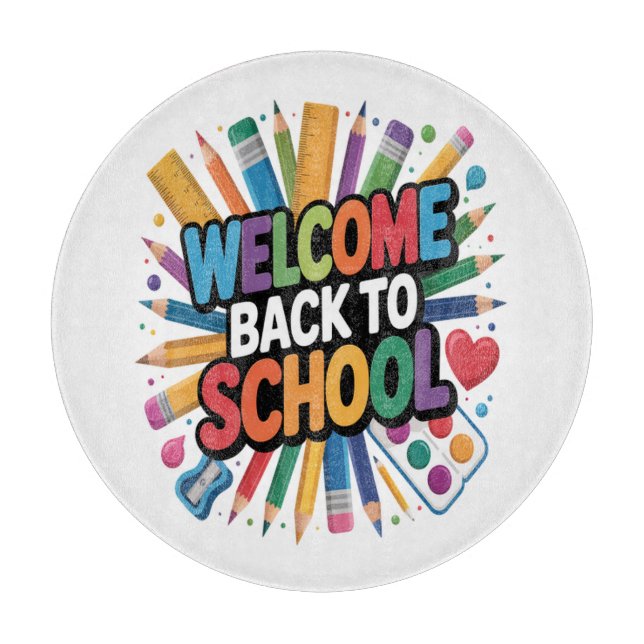 Tabla De Cortar Bienvenido de nuevo a la escuela (Anverso)