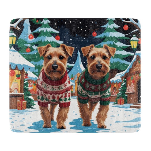 Tabla De Cortar Biewer Terrier Dogs Christmas Snow Holiday (Anverso)