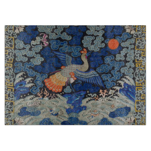 Tabla De Cortar Bird Blue Chinese Embroidery Vintage