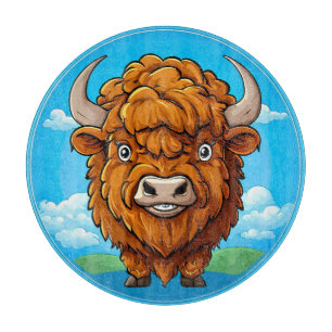 Tabla De Cortar Bison de dibujos animados lindo