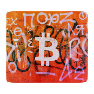 Tabla De Cortar "Bitcoin Graffiti" (Estilo #9) Arte Callejero