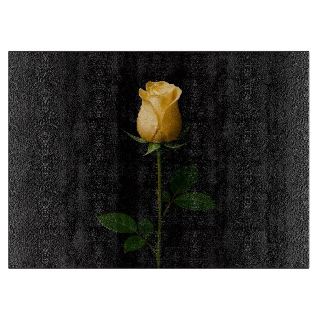 Tabla De Cortar Black 4 Luxe Glass board Sunlit Yellow Rose (Anverso)