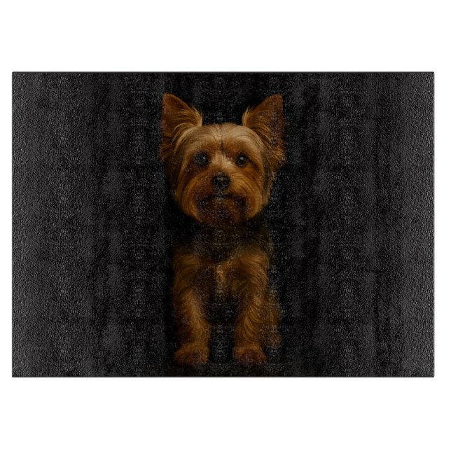 Tabla De Cortar Black 4 Luxe Glass board Yorkshire Terrier (Anverso)