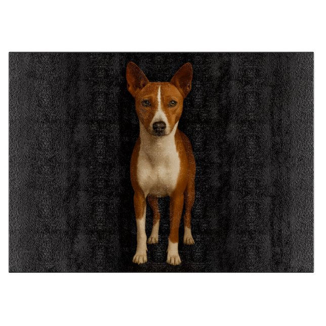 Tabla De Cortar Black 4 Luxe Glass cutting board Classy Basenji (Anverso)