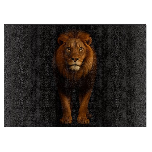 Tabla De Cortar Black 4 Luxe Glass cutting board Majestic Lion (Anverso)