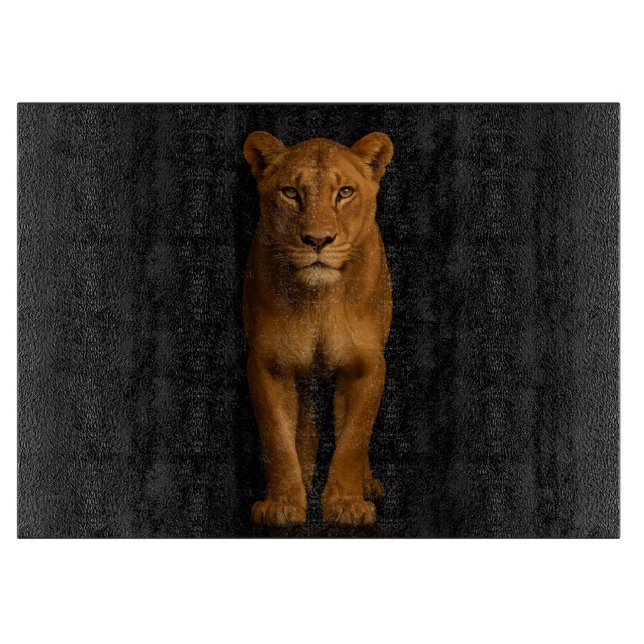 Tabla De Cortar Black 4 Luxe Glass cutting board Noble Lioness (Anverso)