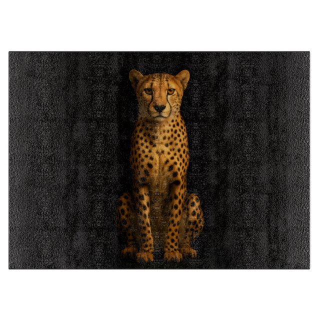Tabla De Cortar Black 4 Luxe Glass cutting board Sleek Cheetah (Anverso)