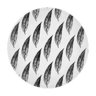 Tabla De Cortar Black and White White Lily Leaf Print