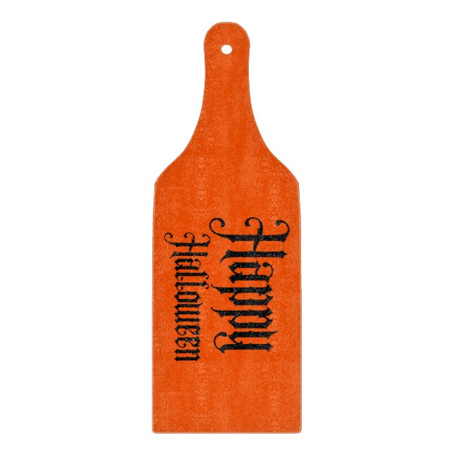 Tabla De Cortar Black Glitter Happy Halloween (Anverso)
