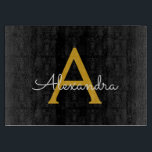 Tabla De Cortar Black Gold Modern Script Girly Monograma Nombre<br><div class="desc">Tablero de corte de nombres de monograma de escritura simple negro y dorado. Esto hace que la graduación perfecta, el cumpleaños, el boda, la ducha de novia, el aniversario, la ducha de bebé o la fiesta de soltera sea un regalo para alguien que ama el lujo glam y los estilos...</div>