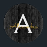 Tabla De Cortar Black Gold Modern Script Girly Monograma Nombre<br><div class="desc">Tablero de corte de nombres de monograma de escritura simple negro y dorado. Esto hace que la graduación perfecta, el cumpleaños, el boda, la ducha de novia, el aniversario, la ducha de bebé o la fiesta de soltera sea un regalo para alguien que ama el lujo glam y los estilos...</div>
