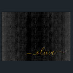 Tabla De Cortar Black Gold Modern Script Girly Monograma Nombre<br><div class="desc">Tablero de corte de nombres de monograma de escritura simple negro y dorado. Esto hace que la graduación perfecta, el cumpleaños, el boda, la ducha de novia, el aniversario, la ducha de bebé o la fiesta de soltera sea un regalo para alguien que ama el lujo glam y los estilos...</div>