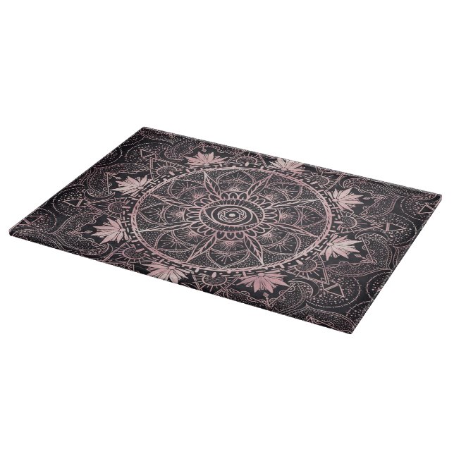 Tabla De Cortar Black Pink Eye Mandala (Borde)