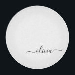 Tabla De Cortar Black White Modern Script Girly Monograma Nombre<br><div class="desc">Placa de corte de nombres de monograma de escritura simple en blanco y negro. Esto hace que la graduación perfecta, el cumpleaños, el boda, la ducha de novia, el aniversario, la ducha de bebé o la fiesta de soltera sea un regalo para alguien que ama el lujo glam y los...</div>