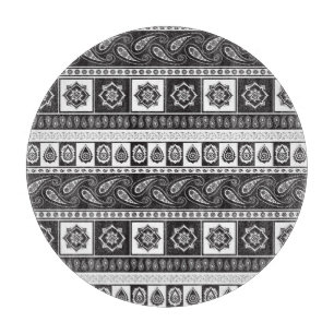 Tabla De Cortar Blanco negro étnico: Patrón eterno