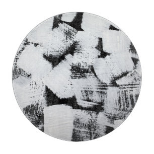 Tabla De Cortar Blanco negro, lienzo pintado abstracto.