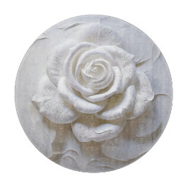Tabla De Cortar Blanco Sobre Blanco - Rosa Esculpida