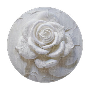 Tabla De Cortar Blanco Sobre Blanco - Rosa Esculpida