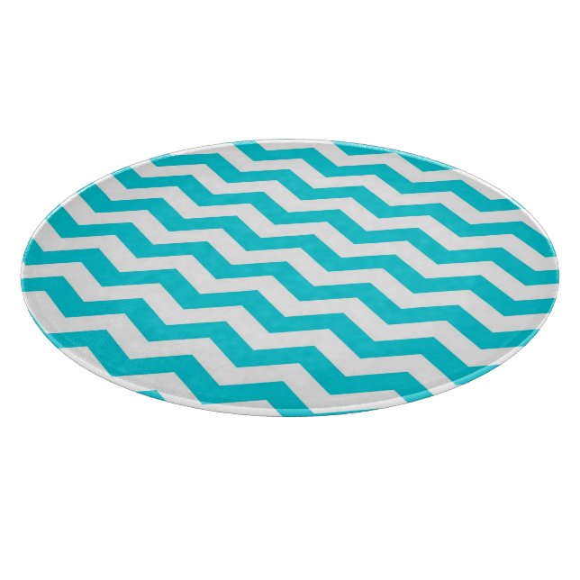 Tabla De Cortar Blanco y modelo de zigzag de la aguamarina (Borde)