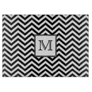 Tabla de cortar blanco y negro de Chevron del