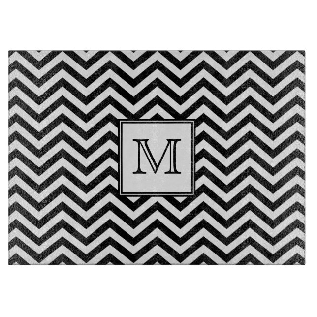 Tabla de cortar blanco y negro de Chevron del (Anverso)