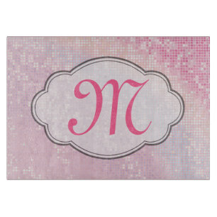 Tabla De Cortar Bling Purpurina Girly Monograma Tablero de corte d