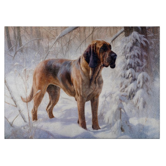 Tabla De Cortar Bloodhound Dejad que nieve Navidad (Anverso)