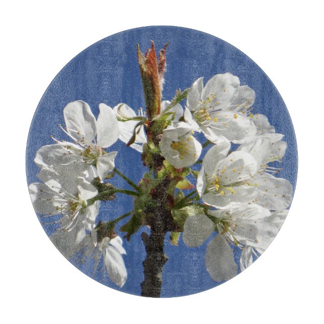 Tabla De Cortar Bloom de Primavera Blanca (Anverso)