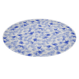Tabla De Cortar Blue And White Floral Paint Brush Strokes