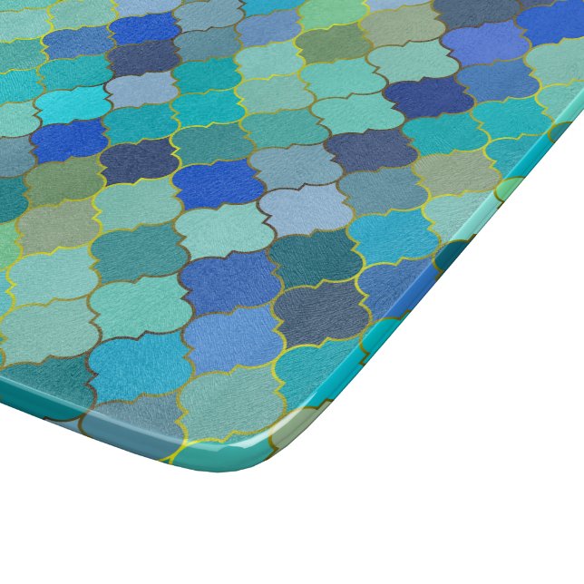 Tabla De Cortar Blue Aqua Moroccan Mosaic Pattern (Borde)