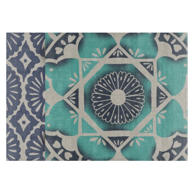 Tabla De Cortar Blue Batik Tile II (Anverso)
