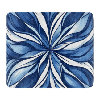 Tabla De Cortar Blue Bliss: Floral psicodélica orgánica