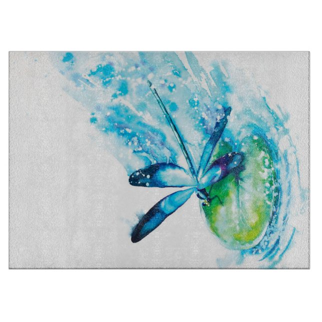 Tabla De Cortar Blue Dragonfly Landing canvas print| lovely canvas (Anverso)