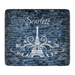 Tabla De Cortar Blue Eiffel Tower Grunge Cutting Board