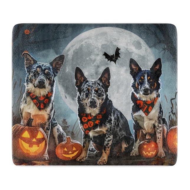 Tabla De Cortar Blue Heeler Halloween Espeluznante (Anverso)
