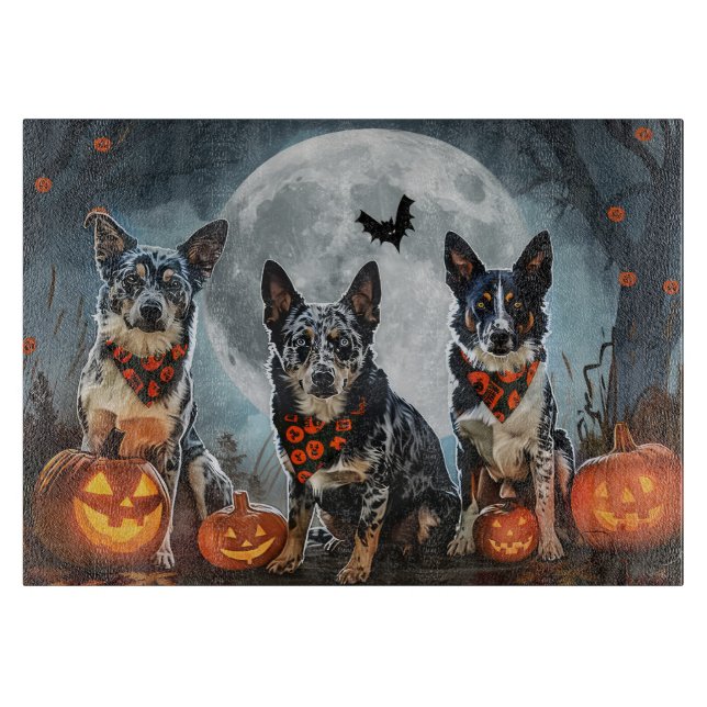 Tabla De Cortar Blue Heeler Halloween Spooky (Anverso)
