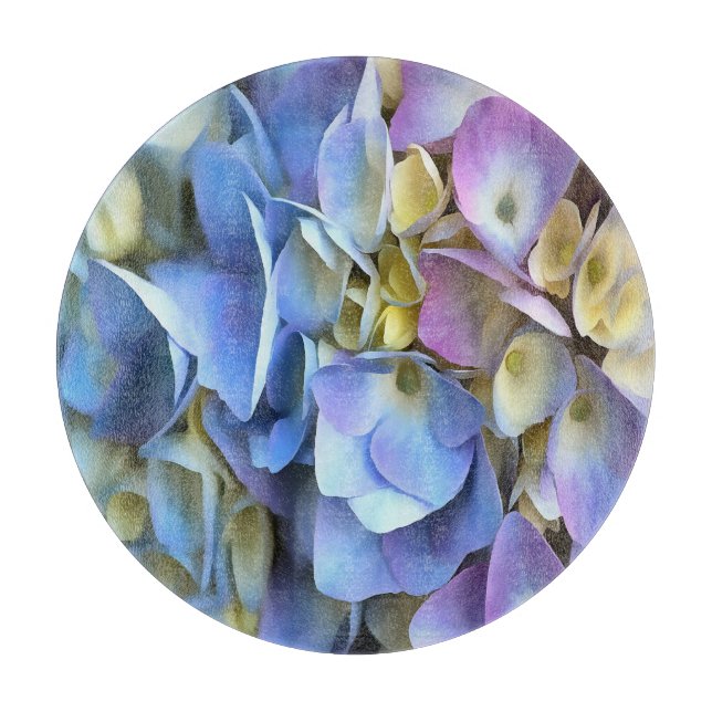 Tabla De Cortar Blue Hydrangea Shrub Bossom artístico (Anverso)