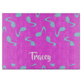 Tabla De Cortar Blue musical notes on pink