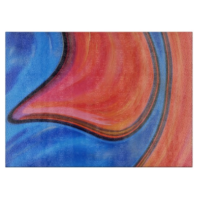 Tabla De Cortar Blue Orange Abstract Art Glass Cutting Board (Anverso)